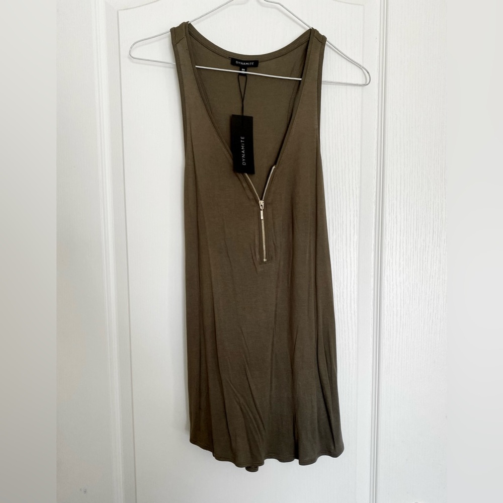 Dynamite Henley Zipper Tank Top